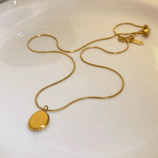 Titanium Steel Letter Brand Bean Necklace