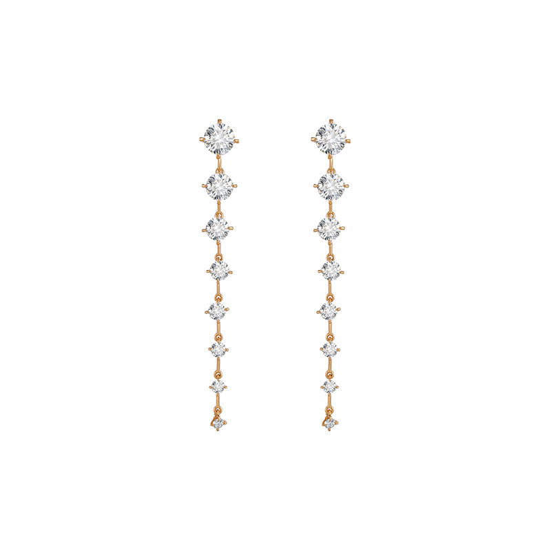 Long High-end Full Zircon Earrings for Women
