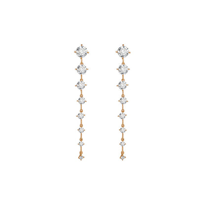 Long High-end Full Zircon Earrings for Women