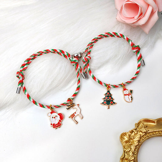Christmas Love Magnet Braided Couple Bracelet A Pair Of Men And Women Bracelets