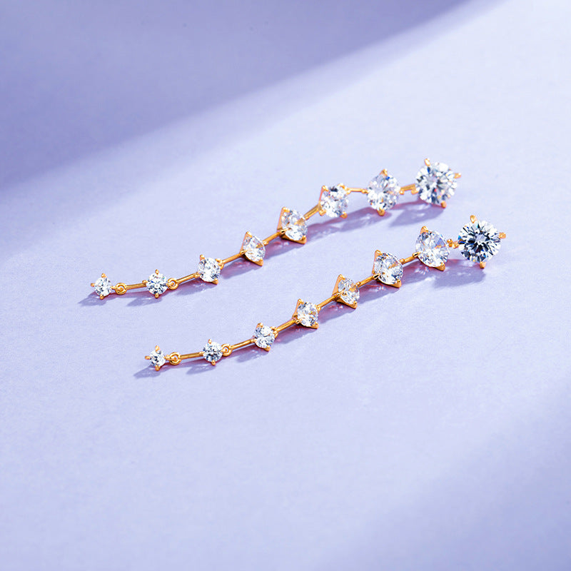 Long High-end Full Zircon Earrings for Women
