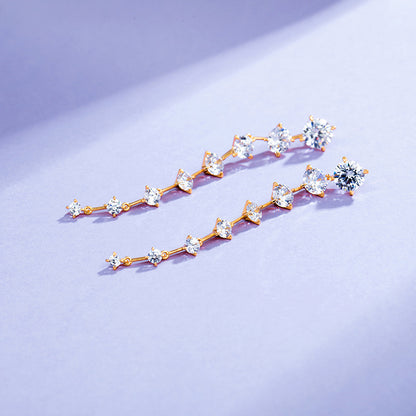 Long High-end Full Zircon Earrings for Women