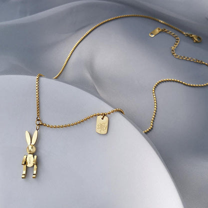 Simple Mechanical Rabbit Titanium Steel Necklace