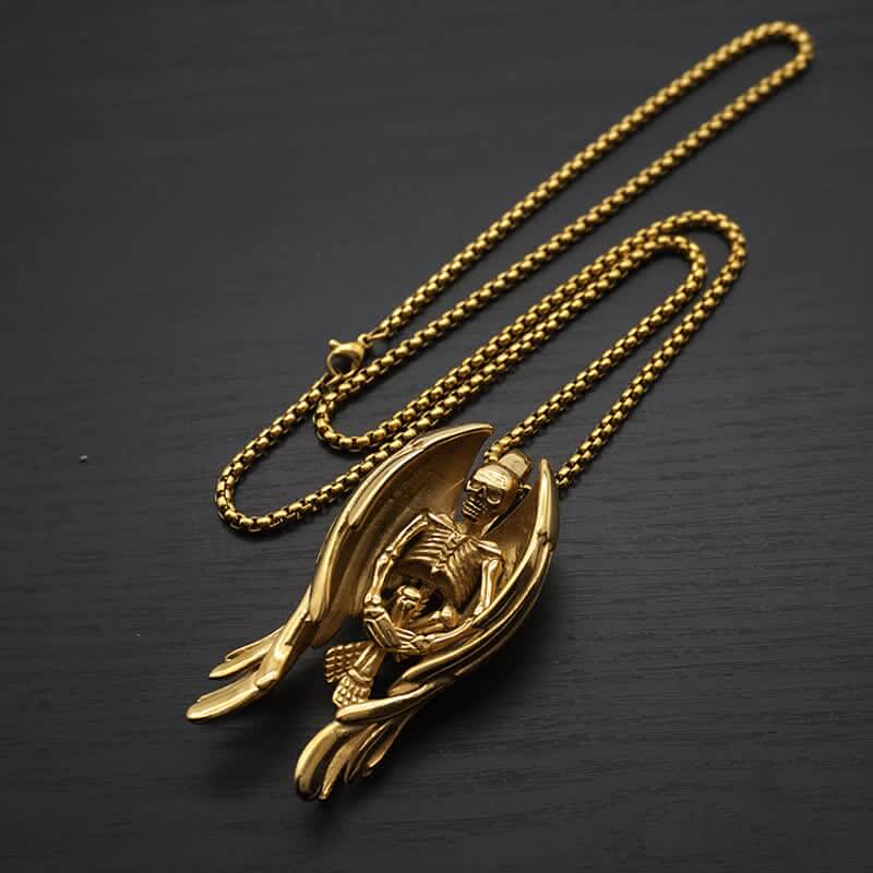 Gothic Skeleton Angel of Death Necklace