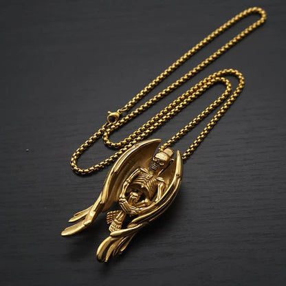 Gothic Skeleton Angel of Death Necklace