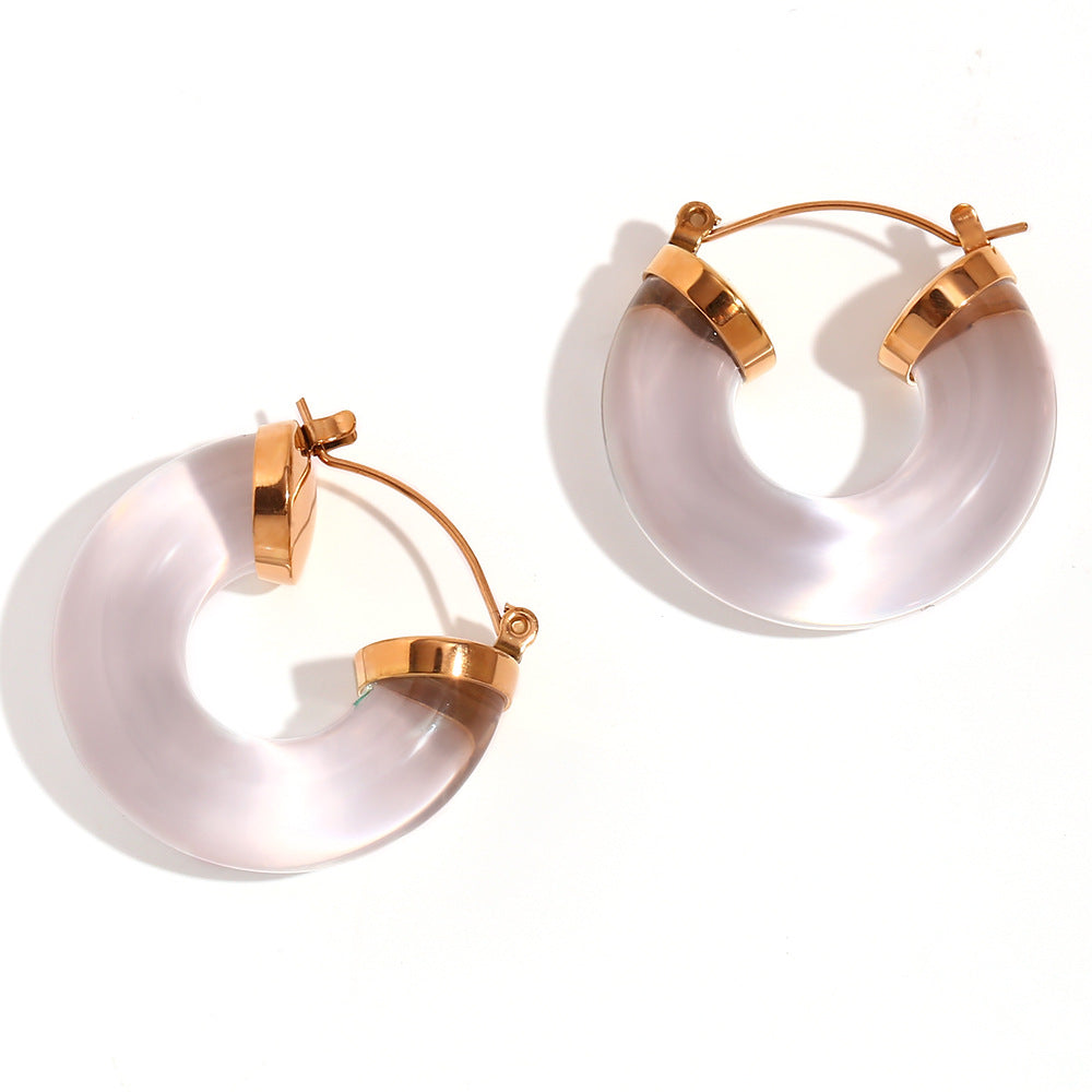 Stainless Steel Acrylic Ring Tube C-shaped Earrings