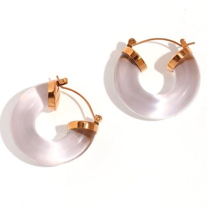 Stainless Steel Acrylic Ring Tube C-shaped Earrings
