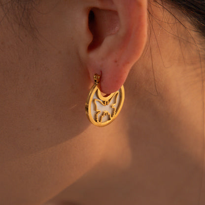 Electroplated White Fritillaria Hollow Butterfly Earrings