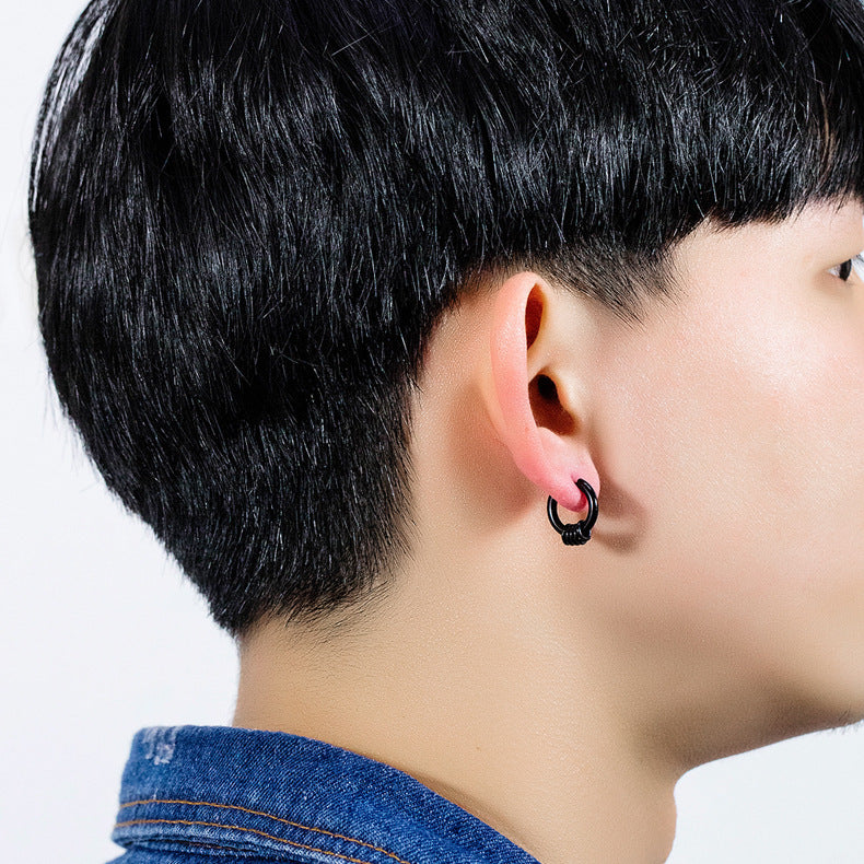 Stainless Steel Ferrule Hoop Earrings