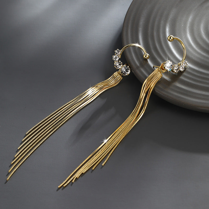 Two-Wear Snake Bone Chain Tassel Earrings