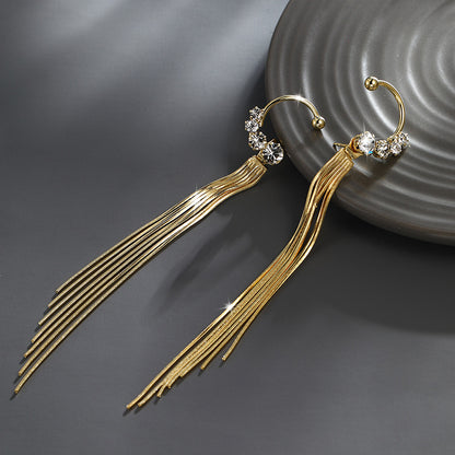 Two-Wear Snake Bone Chain Tassel Earrings