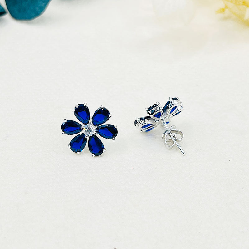 Water Drop Blue Zircon S925 Silver Earrings