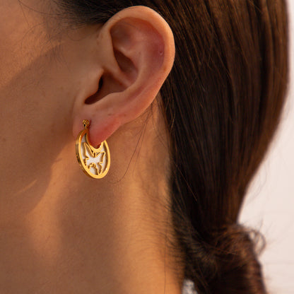 Electroplated White Fritillaria Hollow Butterfly Earrings