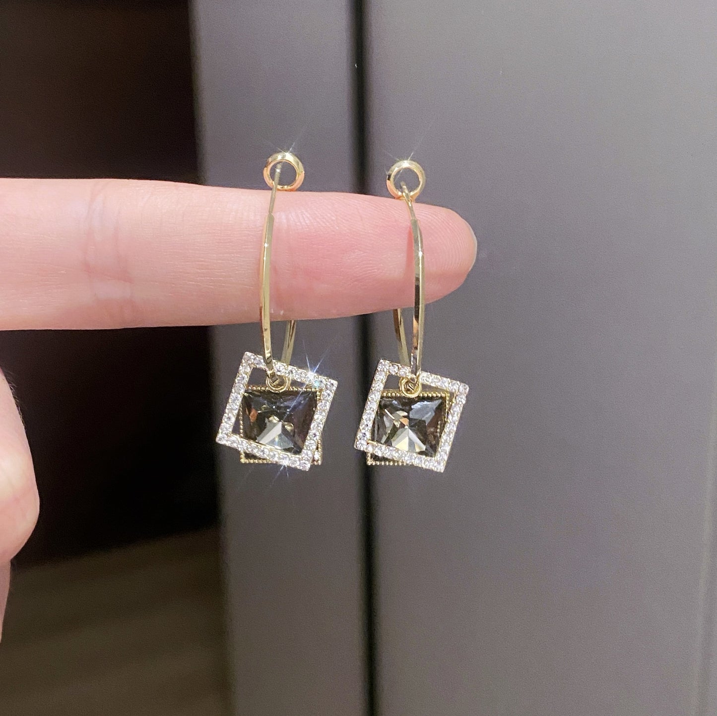 Stylish Square High Touch 925 Silver Needle Earrings