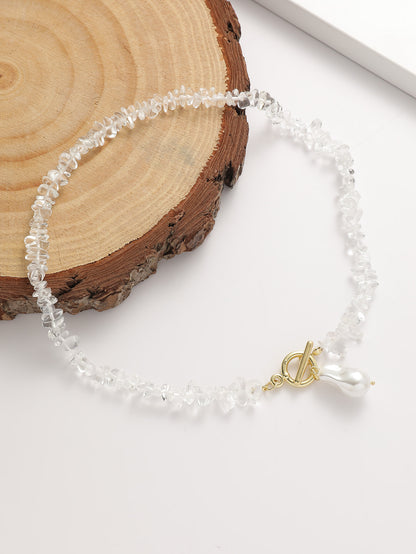 Clear Crystal Irregular Full Stones Link Necklace