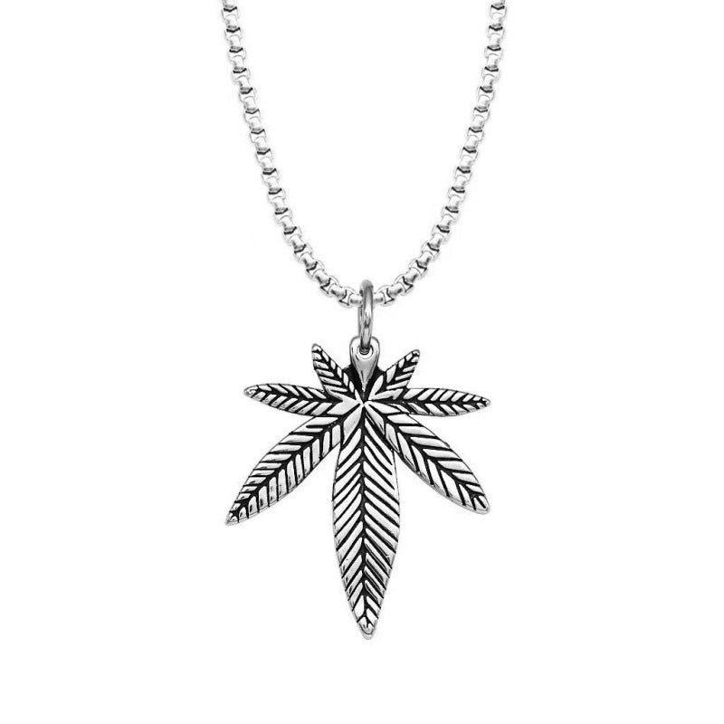 Maple Titanium Steel Personality Sweater Necklace