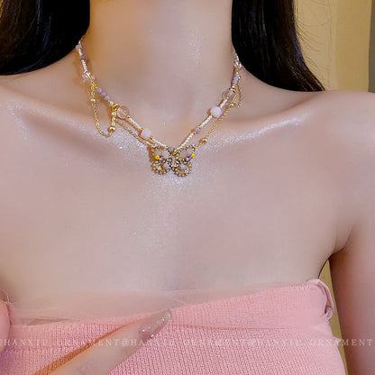 Love Pearl Sweet Butterfly Necklace