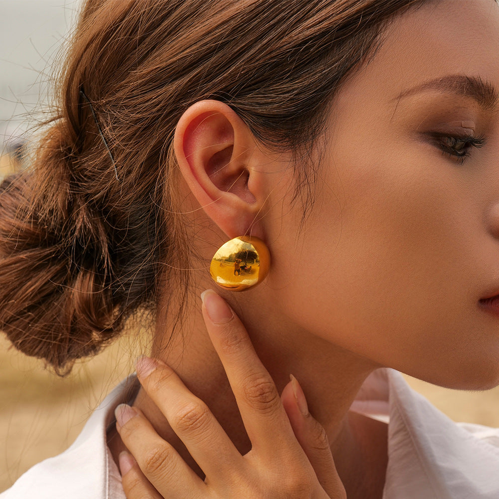 Stainless Steel Hemispherical Temperament Earrings