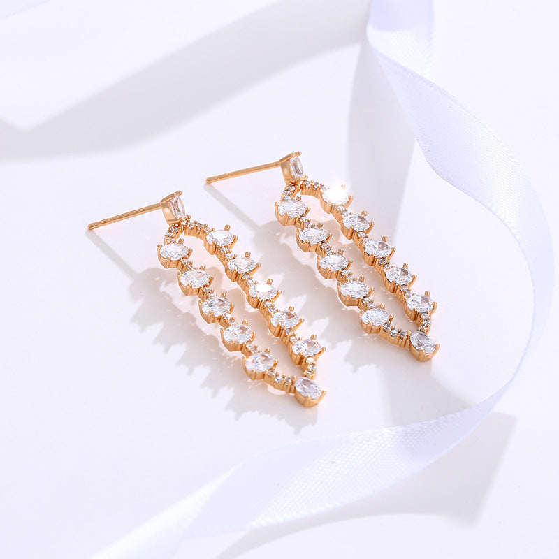 Geometric Oval Micro-studded Zirconia Earrings