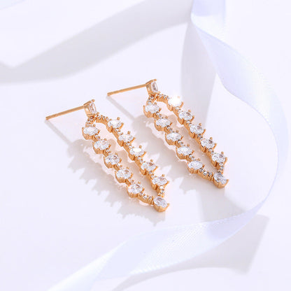 Geometric Oval Micro-studded Zirconia Earrings