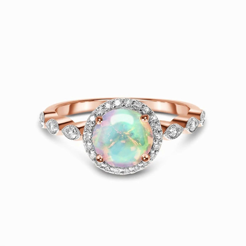 S925 Rose Gold Halo Moonstone Ring