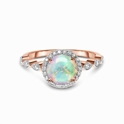 S925 Rose Gold Halo Moonstone Ring