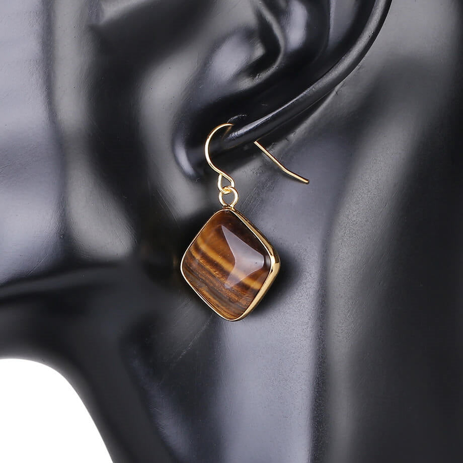 Stone Amethyst Geometric Earrings