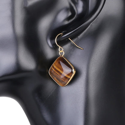 Stone Amethyst Geometric Earrings