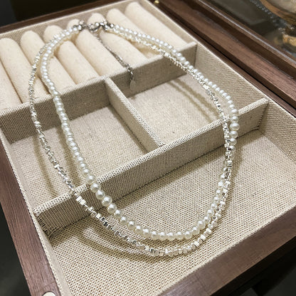 Broken Silver Several Two Tide Vintage Pearl Necklace Double Fashion