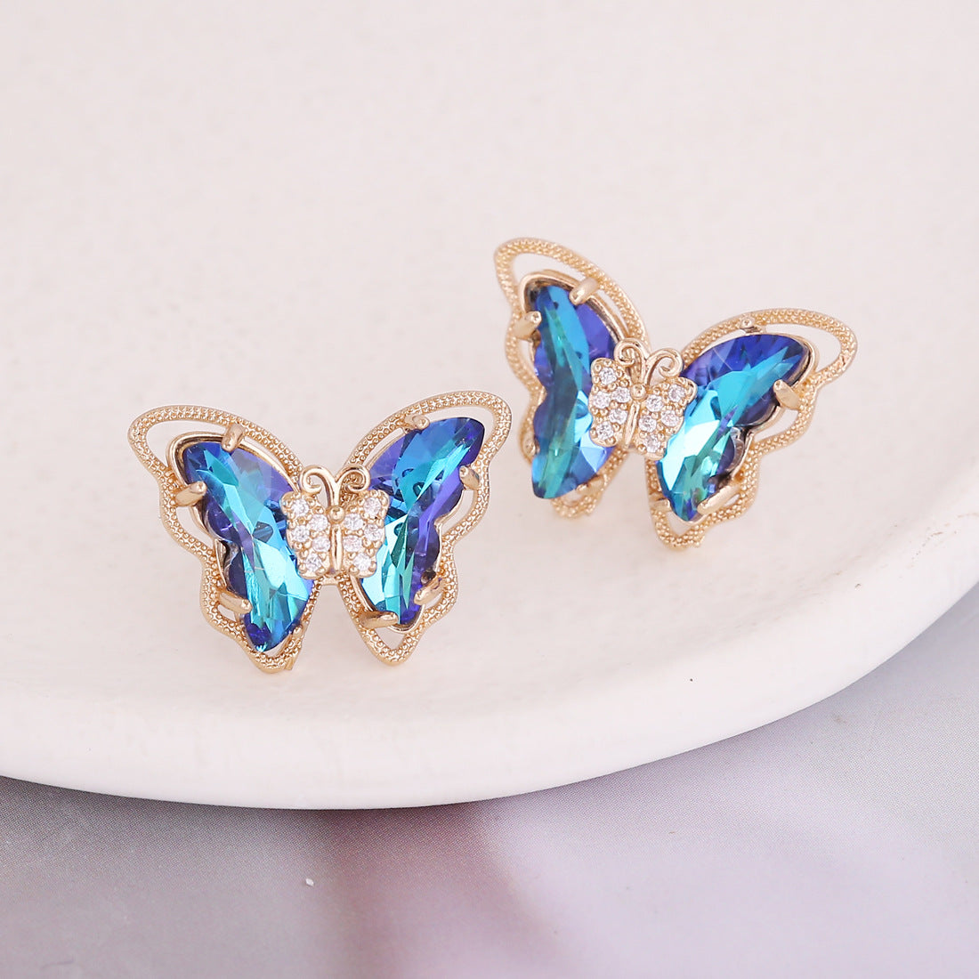 Copper Gradient Butterfly Stud Earrings