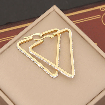 Stainless Steel Zircon Hoop Earrings