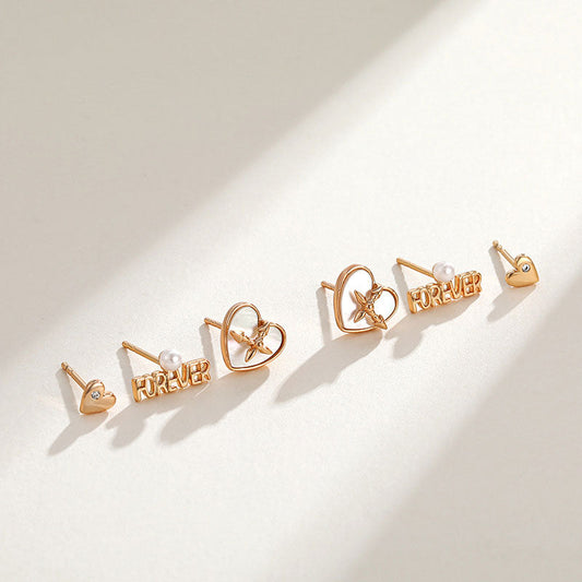 Cloud Fritillaria One Card Three Letter Love Stud Earrings