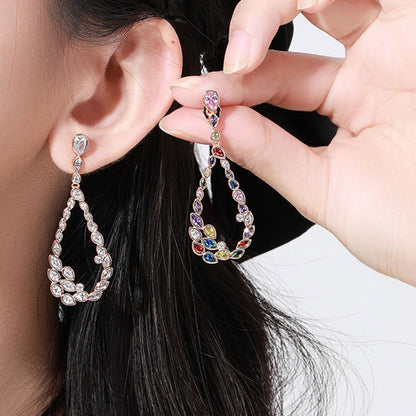 French Retro Hollow Water Drop Hoop Earrings