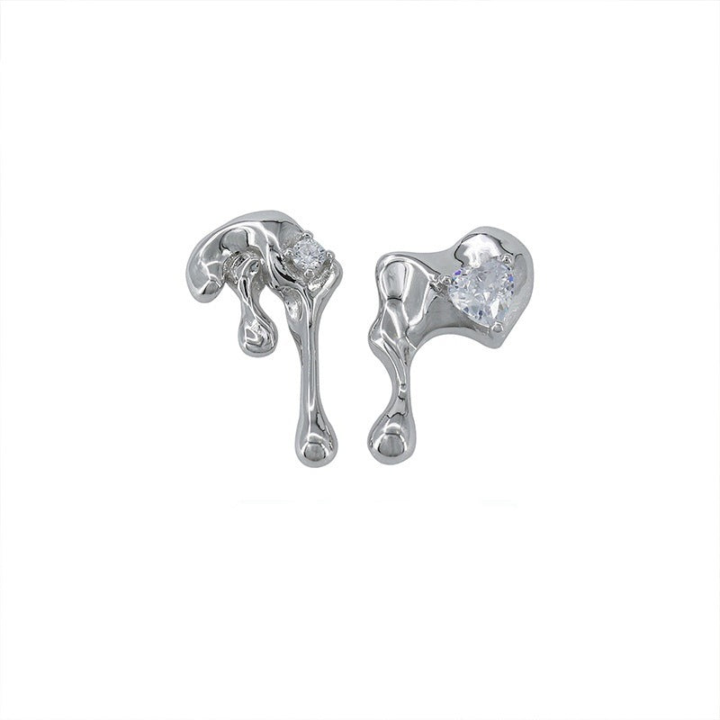Pleated Lava Zircon Love Earrings