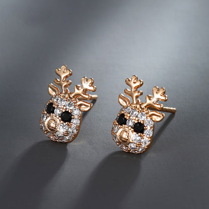 Cute Deer Inlaid Zircon Earrings