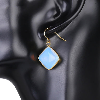 Stone Amethyst Geometric Earrings