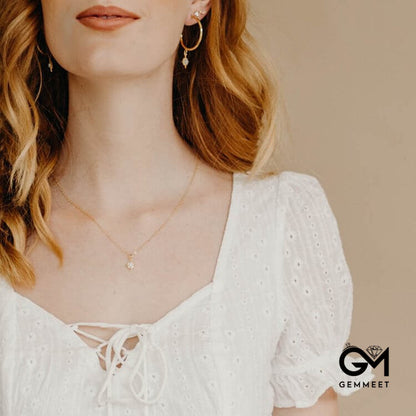 Opal White Zircon Northstar Dainty Star Necklace