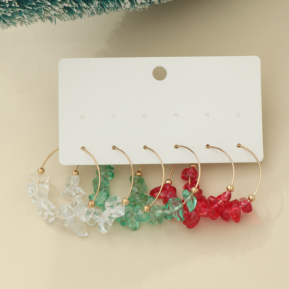 Christmas Earrings Snowman Christmas Tree Bells Creative Gravel Earrings