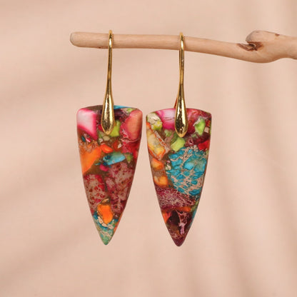 Diamond Shaped Simple Flower Color Earrings