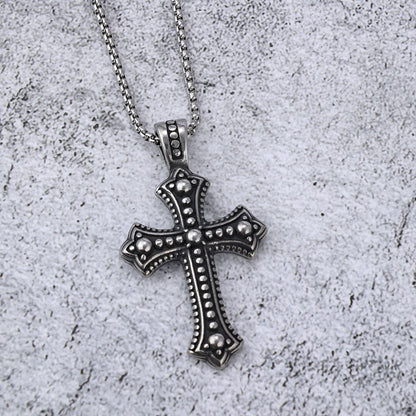 Stainless Steel Pendant with Pitted Cross