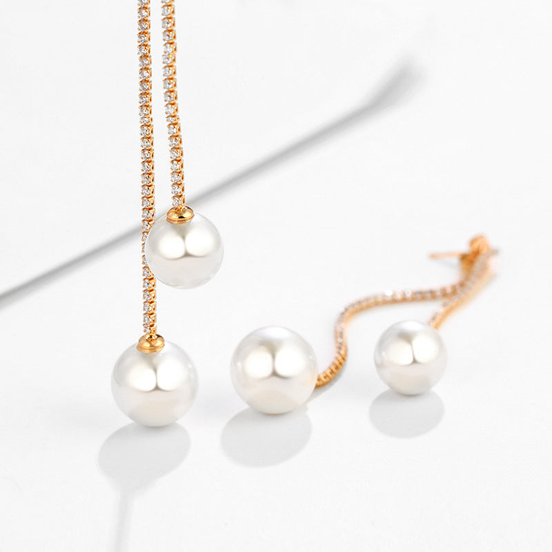 Long Tassel Imitation Pearl Earrings