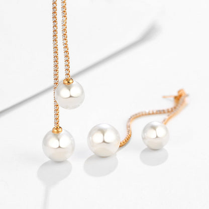 Long Tassel Imitation Pearl Earrings