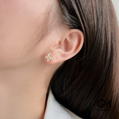 S925 Silver Pear-shaped Horse Eye Spliced Butterfly Stud Earrings