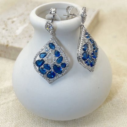 Pear Shaped Water Drop Shaped Blue Zircon Earrings