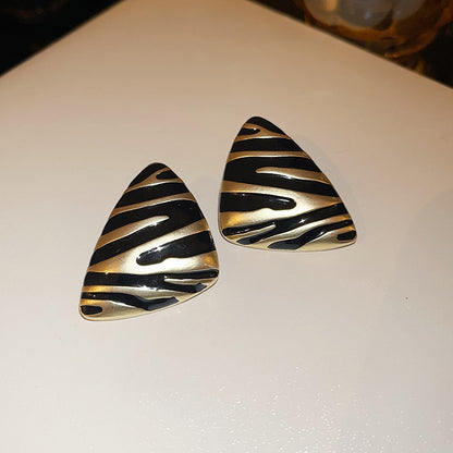 Electroplated Silver Needle Triangle Earrings