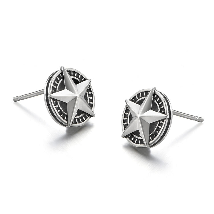 Sterling Silver Pentagram Stud Earrings