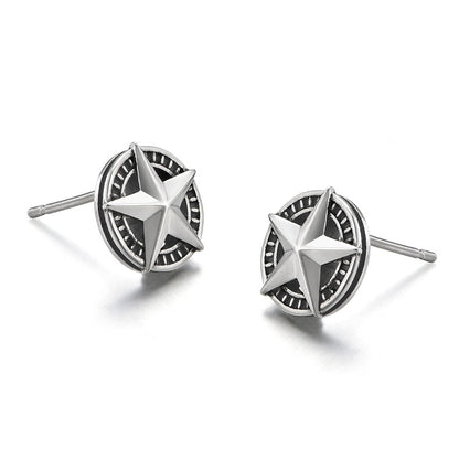 Sterling Silver Pentagram Stud Earrings