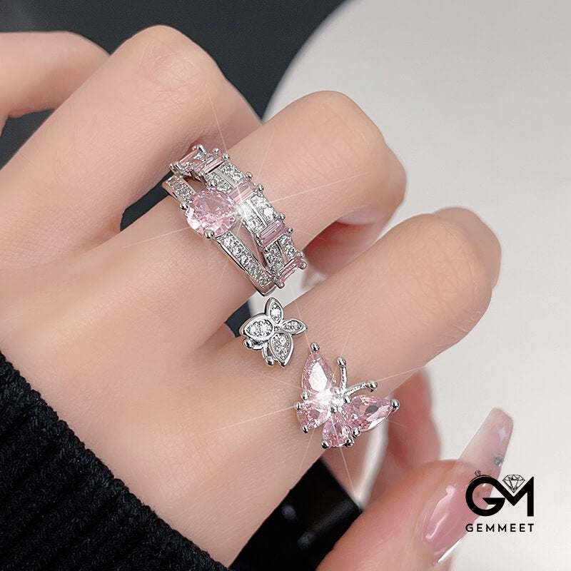 Snowflake Butterfly Double Layer with Open Ring