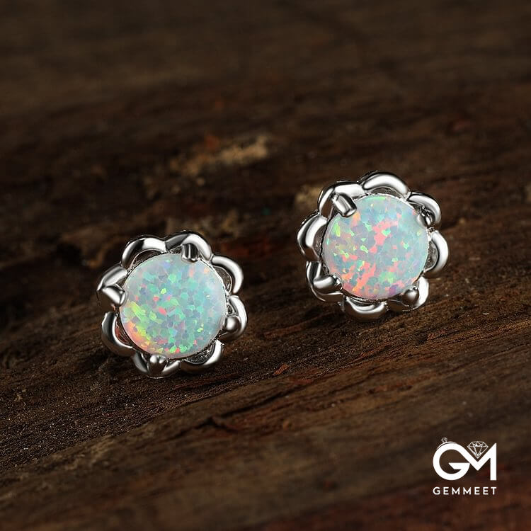 925 Silver Four Claw Opal Luxury Earrings