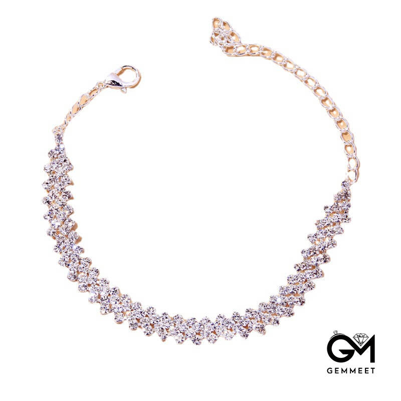 Simple Zircon Cross Anklet